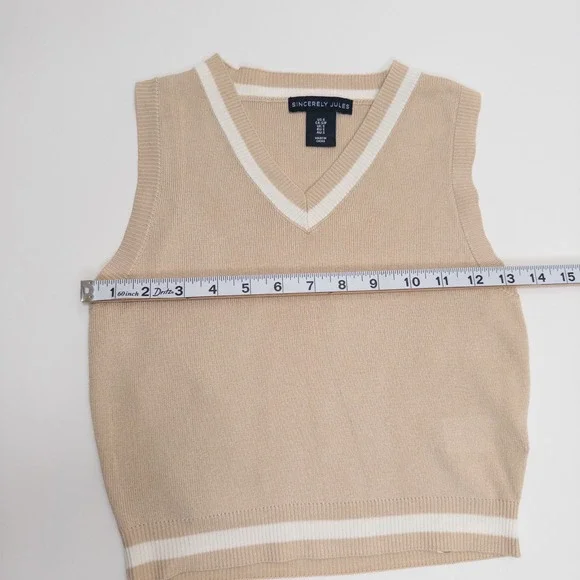 Sincerely‎ Jules Skirt Set Women Small Beige Sweater Vest Two Piece - Picture 8 of 16